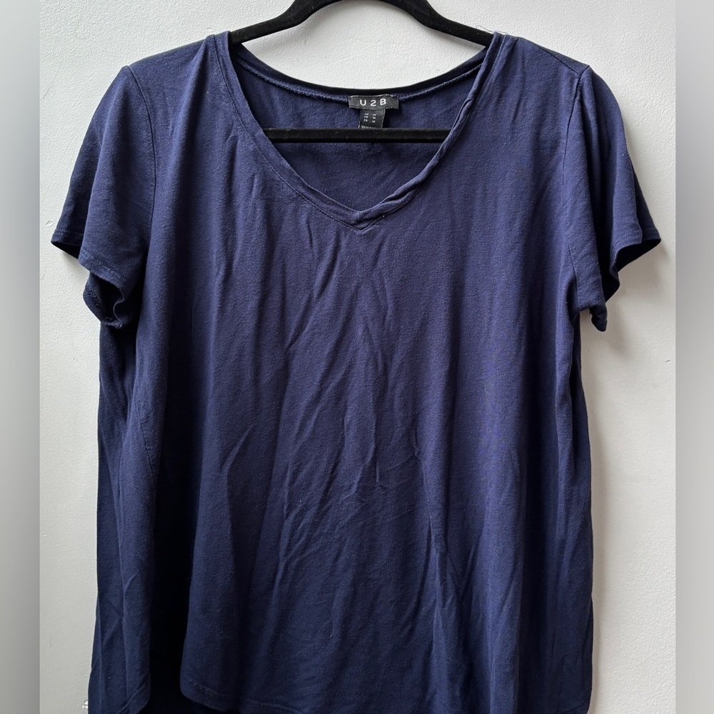 Navy Blue V-Neck Top